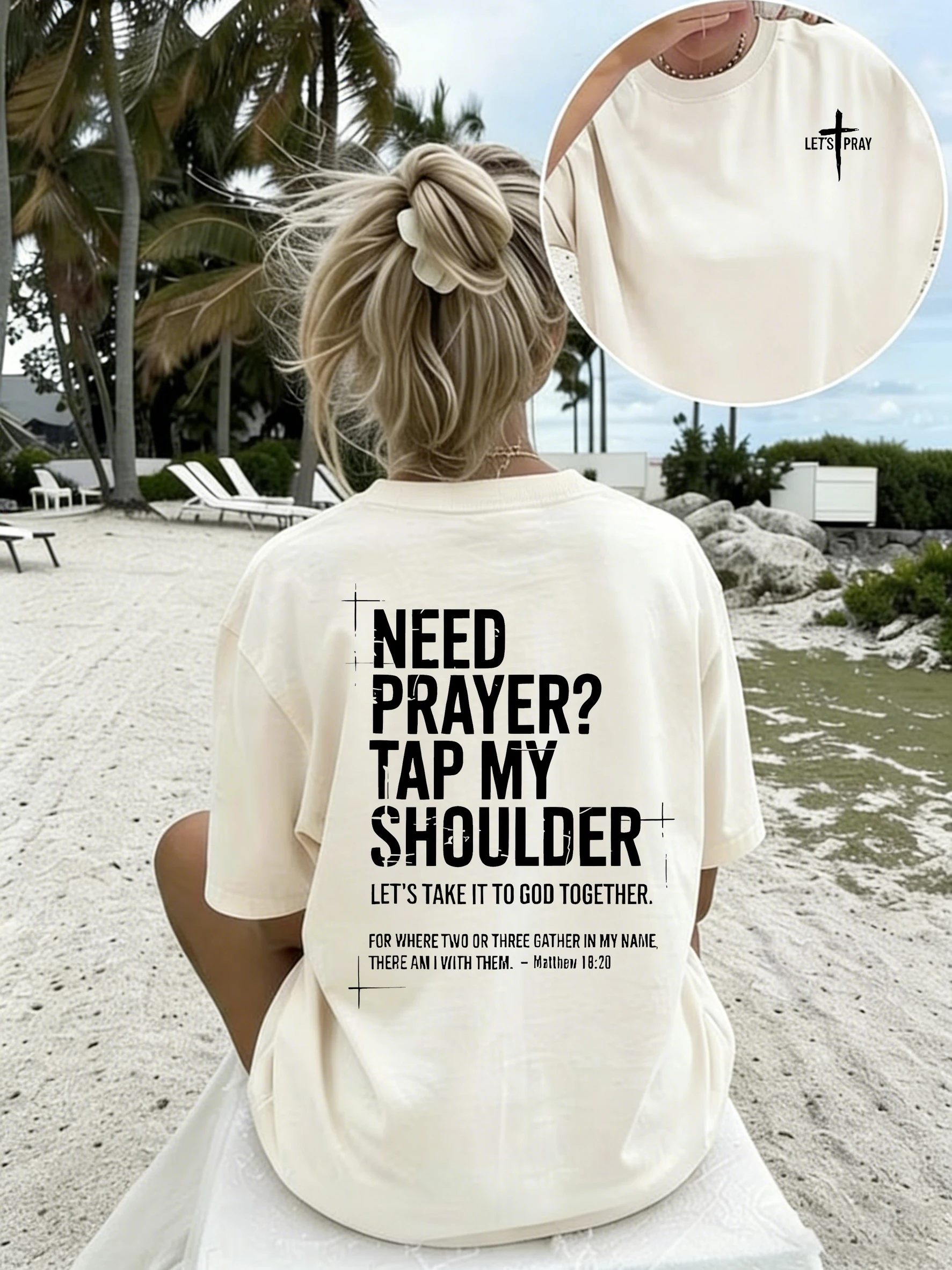 Lady double-sided printed round-neck T-shirt, 