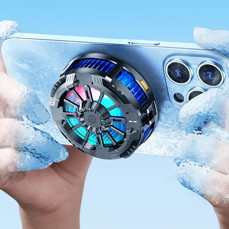 Caricabatterie wireless magnetici di raffreddamento Ventola universale con clip posteriore per radiatore per telefono cellulare per IPhone 15 14 13 12 Pro Max Samsung Xiaomi