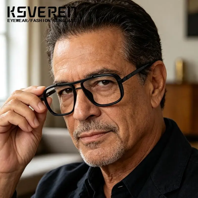 Fashion Double Bridge Men Presbyopia Eyewear Thick Edges Block Harmful Blue Light Reading Glasses Outdoor Sunshade Eyeglasses