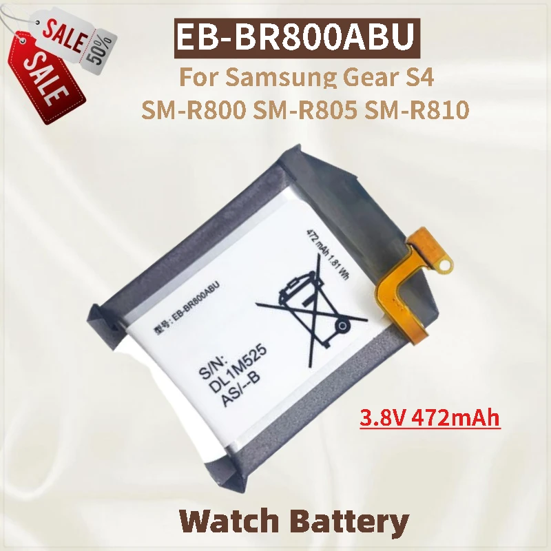 

High Quality 3.8V 472mAh EB-BR800ABU Battery For Samsung Gear S4 SM-R805 SM-R800 SM-R810 Smart Watch Brand-New, 0 Cycles