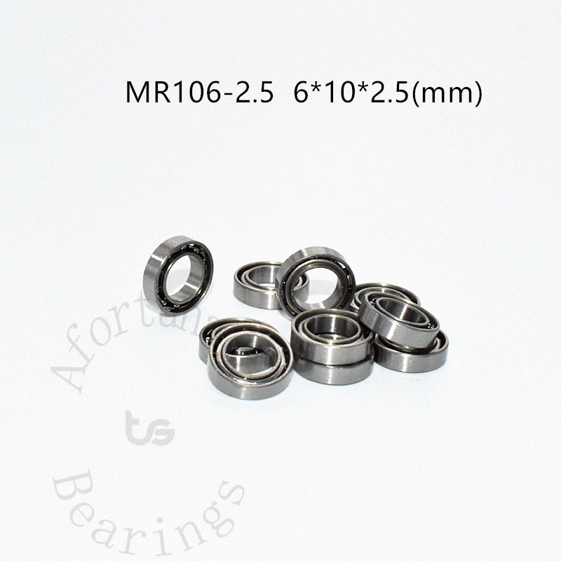 Metal Selado Miniatura Chrome Aço Rolamentos, MR106-2.5, 10Pcs, 6*10*2.5mm, Frete Grátis