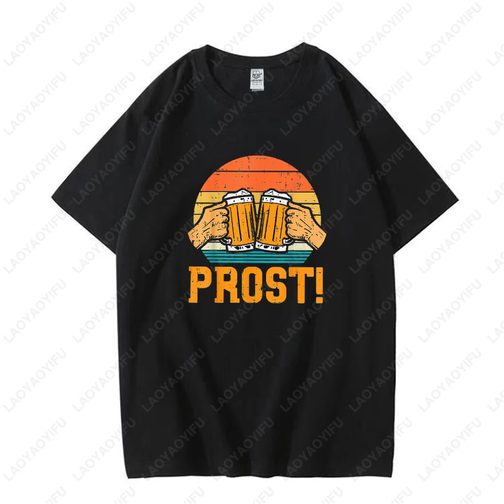 

Prost Printed Tshirt Tops Germany The Munich Oktoberfest Grand Carnival Party Tshirt Woman Men High Quality Cotton Short-sleev
