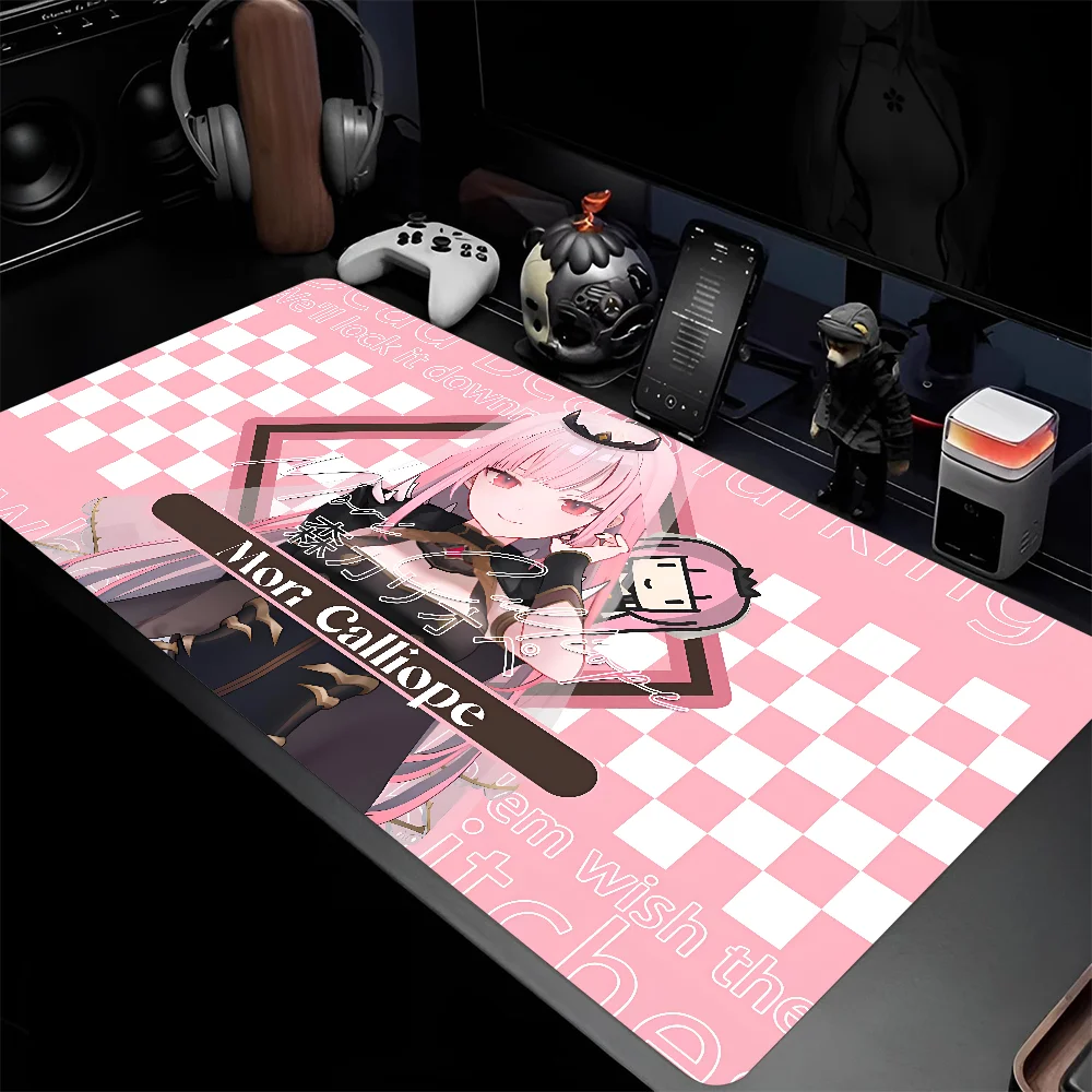 Mori Calliope Hololive Anime Girl Mousepad Large Gaming Mouse Pad LockEdge Thickened Computer Keyboard Table Desk Mat