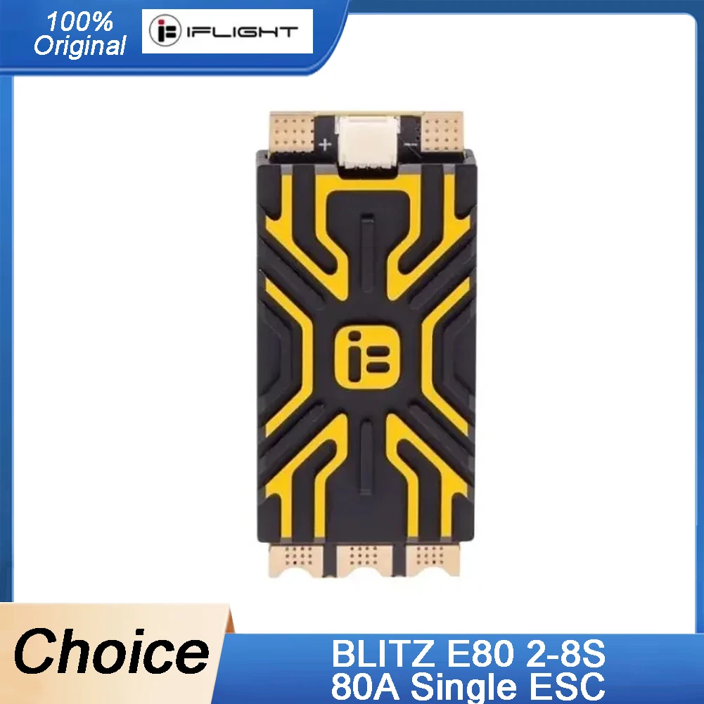 

iFlight BLITZ E80 80A Single ESC 2-8S BLHeli32 Dshot600 G071 MCU with CNC Aluminum Cover for RC FPV Racing Drone