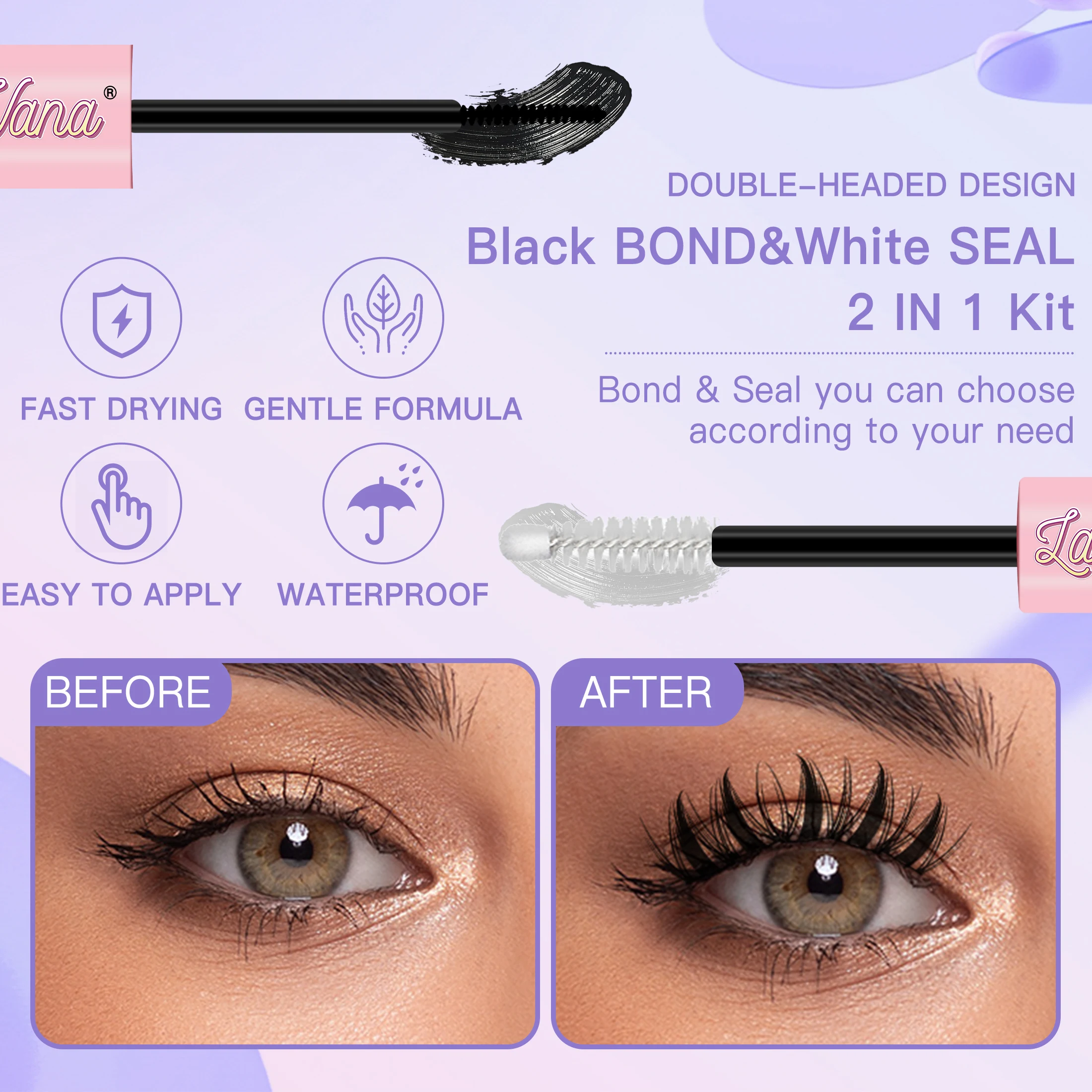 D18 model false eyelash set, 8-16mm, a total of 140 clusters, length can be matched according to eye shape, natural style,