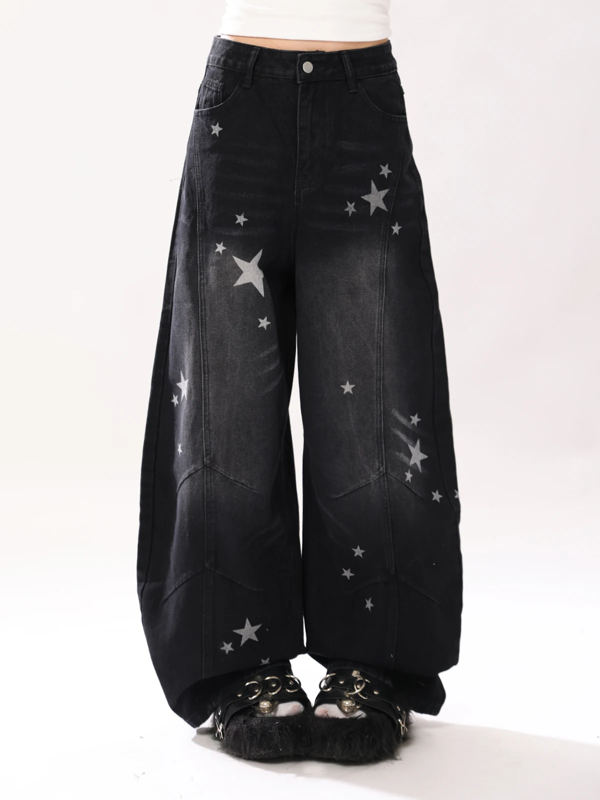 

Брюки ENJOG в американском ретро-стиле, женские, с высокой талией, свободные, широкие штанины, длиной в пол, повседневные, осенние, новинка