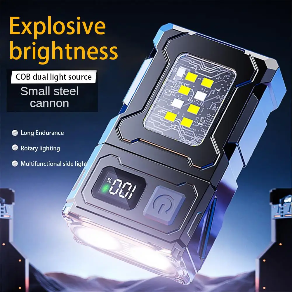 2024 New Multifunctional COB Flashlight Ajustable Angle LED Outdoor Torch Portable Keychain Light Magnetic Camping Warning Lamp