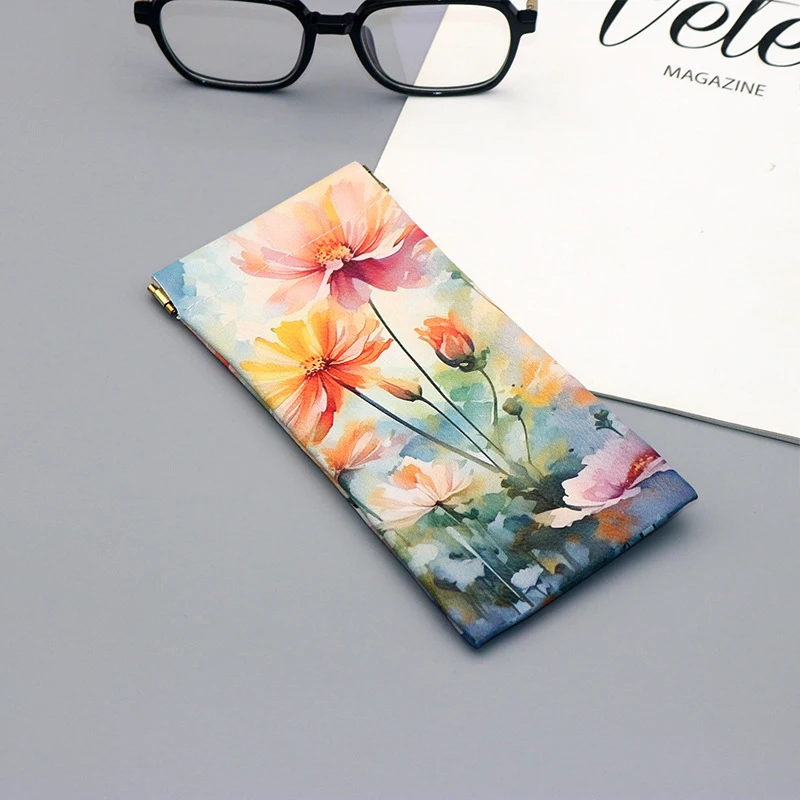 

Glasses Case Faux Leather Eyeglass Pouch Floral Pattern Waterproof Glasses Box Glasses Storage Bag Travel Eyewear Accessories