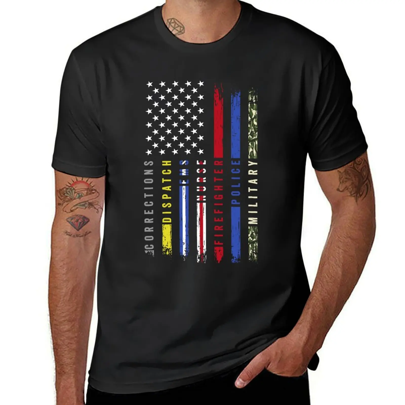 

Футболка First Responders Hero Flag USA с тонкой линией Salute, летняя рубашка, блузка, облегающие футболки для мужчин