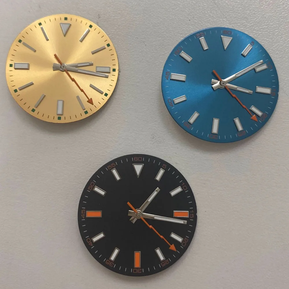 Mostrador de relógio de 29mm com ponteiros de relógio para miyota 8215 821a/mingzhu dg2813 dg3804 movimento mecânico mostrador + ponteiros luminosos