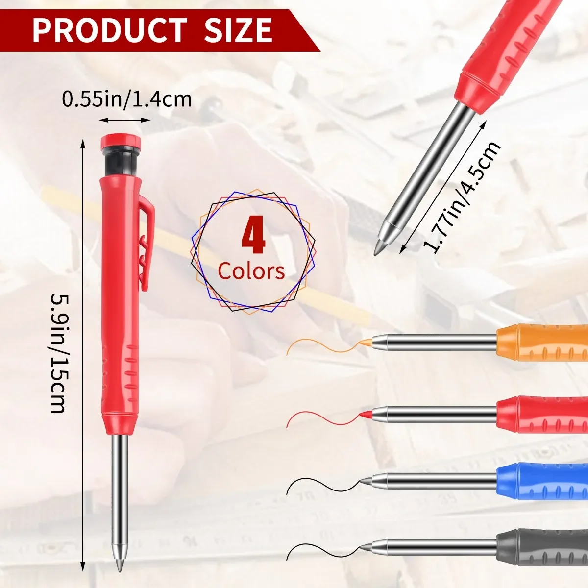 Carpenter Scriber with Sharpener, Lápis Mecânico, Marcação, Sólido, Carpintaria, Desenho, Papelaria, Quente, 2,8mm