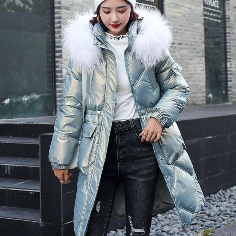 2023 New Women Cotton Coat Winter Jacket Female Thick Loose Hooded Parkas Mid Length Version Outwear Furred Collar Overcoat