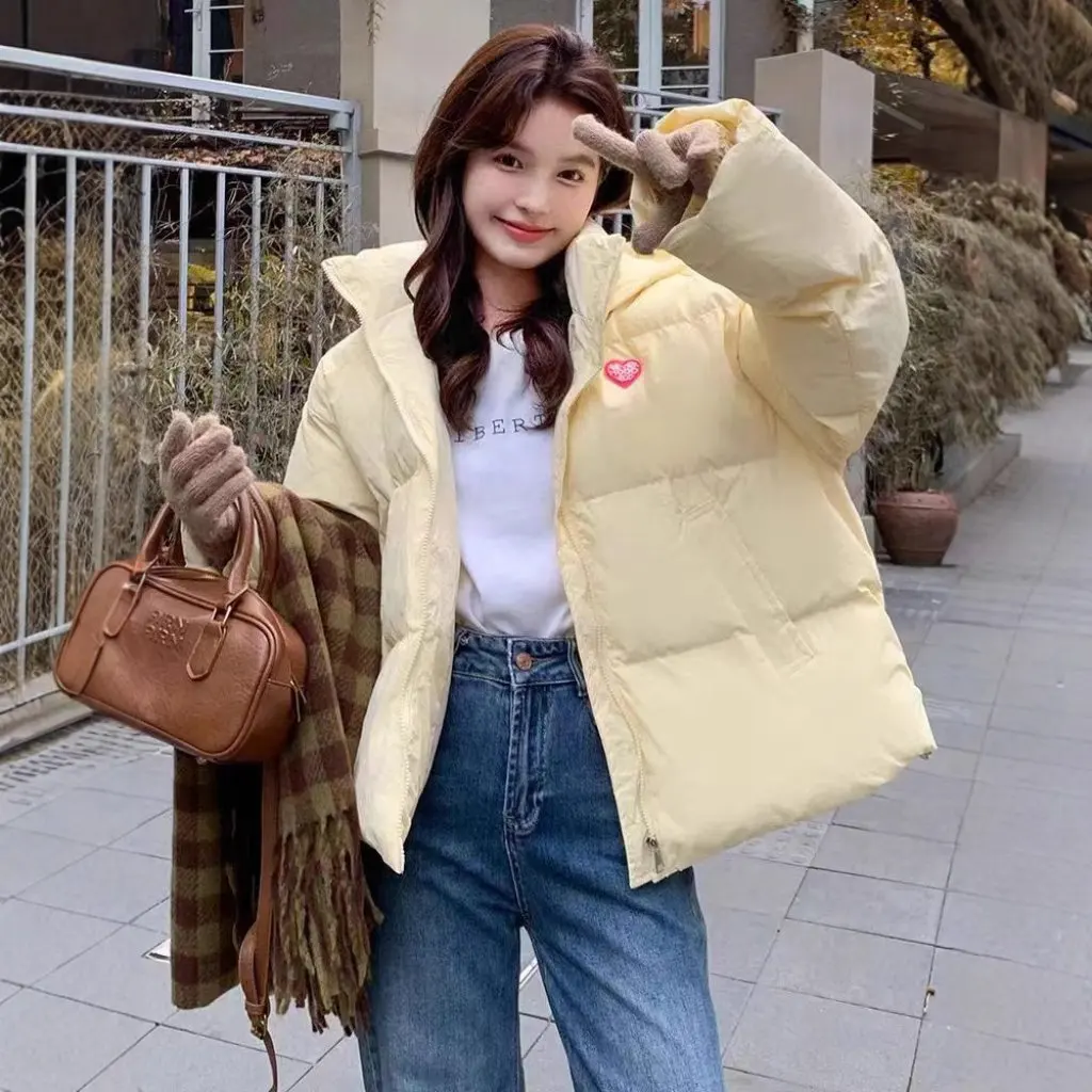 

Women's Hooded down Jacket Winter Thick Bread Outwear Small Loose Fit Cotton Style New Hot Trend