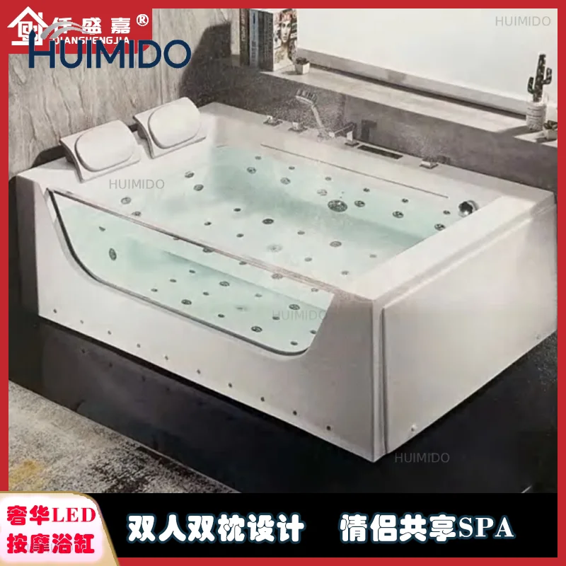 Qianshengjia Home Freestanding Acrylic Couple Surfing Massage Constant Temperature Couple Bathtub