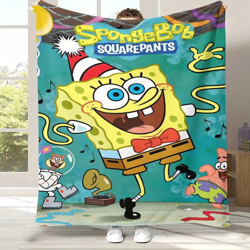3D Bikini Bottom S-SpongeBob Cartoon Flannel Throw Blanket,Cozy Warm Blanket for Bed,Sofa,Living Room,Picnic,Camping,Home Decor
