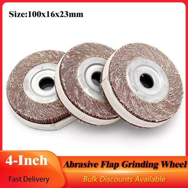 

1Pc 4" Abrasive Flap Grinding Wheel Sanding Cloth Mop Wheel 100x16x23mm Flange Flap Polishing Disc For Metal Wood Stone Grinding