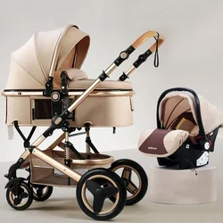 Poussette de Luxe 3 en 1 avec Siège de Voiture pour Bébé, Ensemble pour Nouveau-né