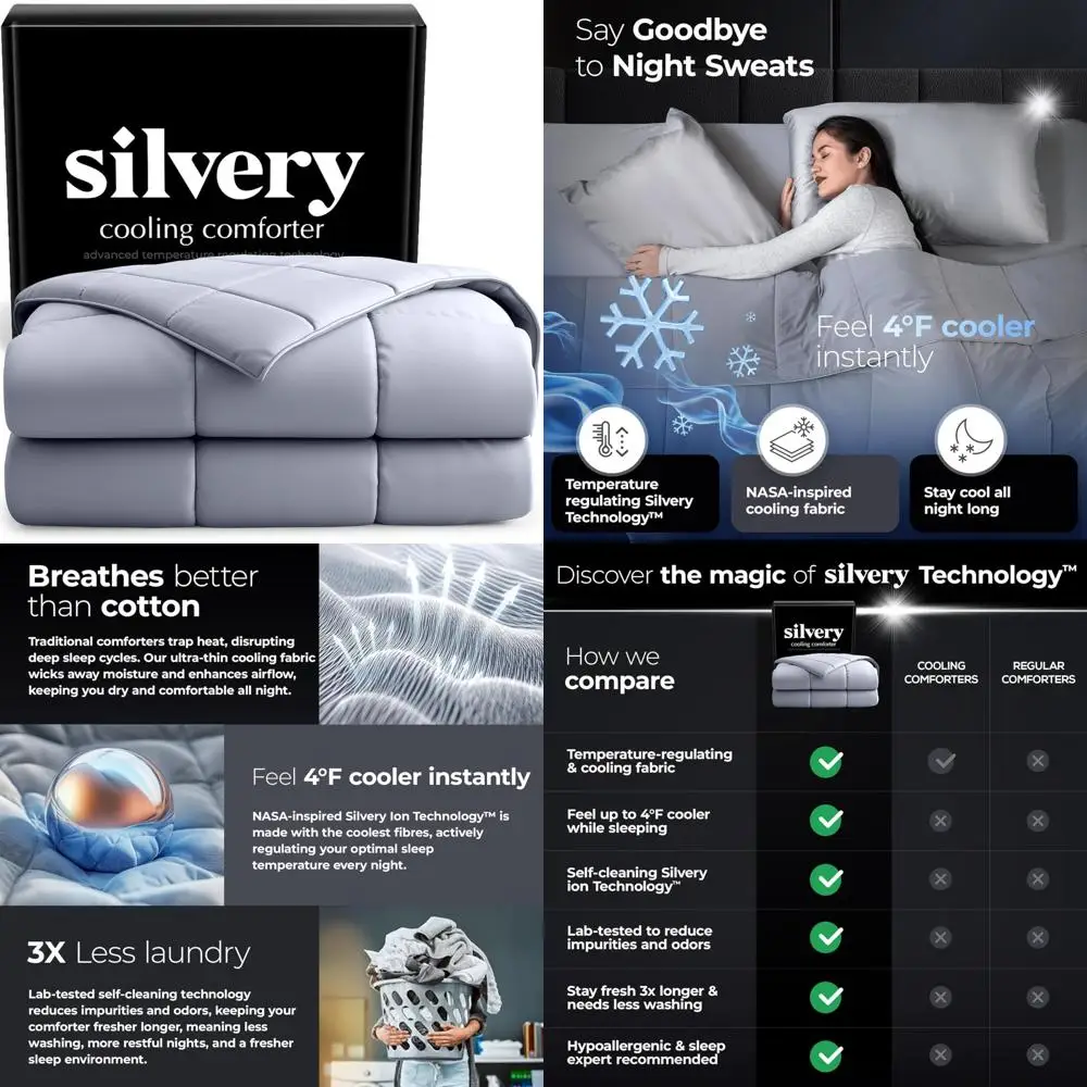 

Award-Winning Silver-Infused Cooling Blanket for Hot Sleepers with Self-Cleaning Technology
