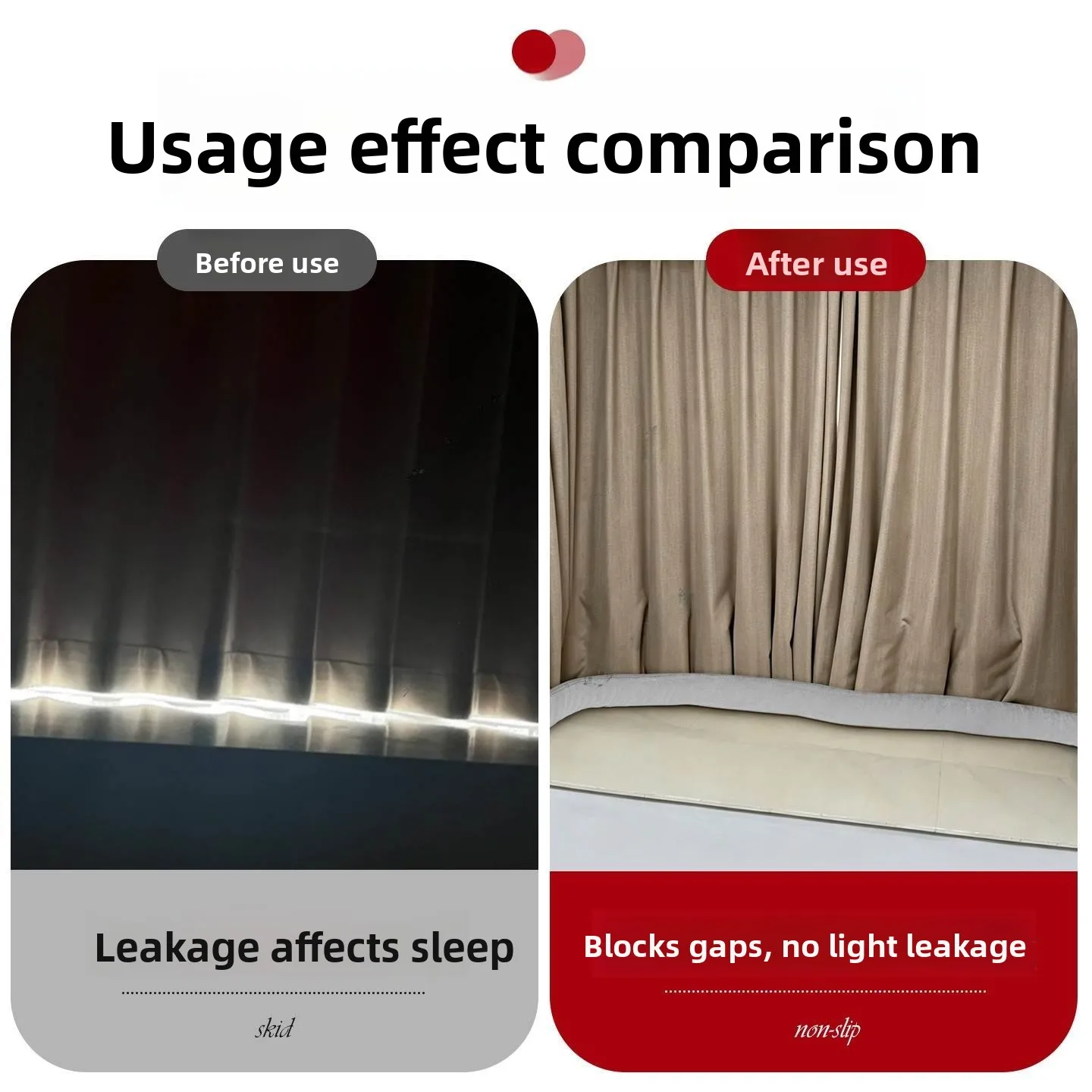 Blackout Curtain Bottom Hem  Light Blocking Strip Short Anti-Light Leakage for Window  Customizable Blind Fabric Shade