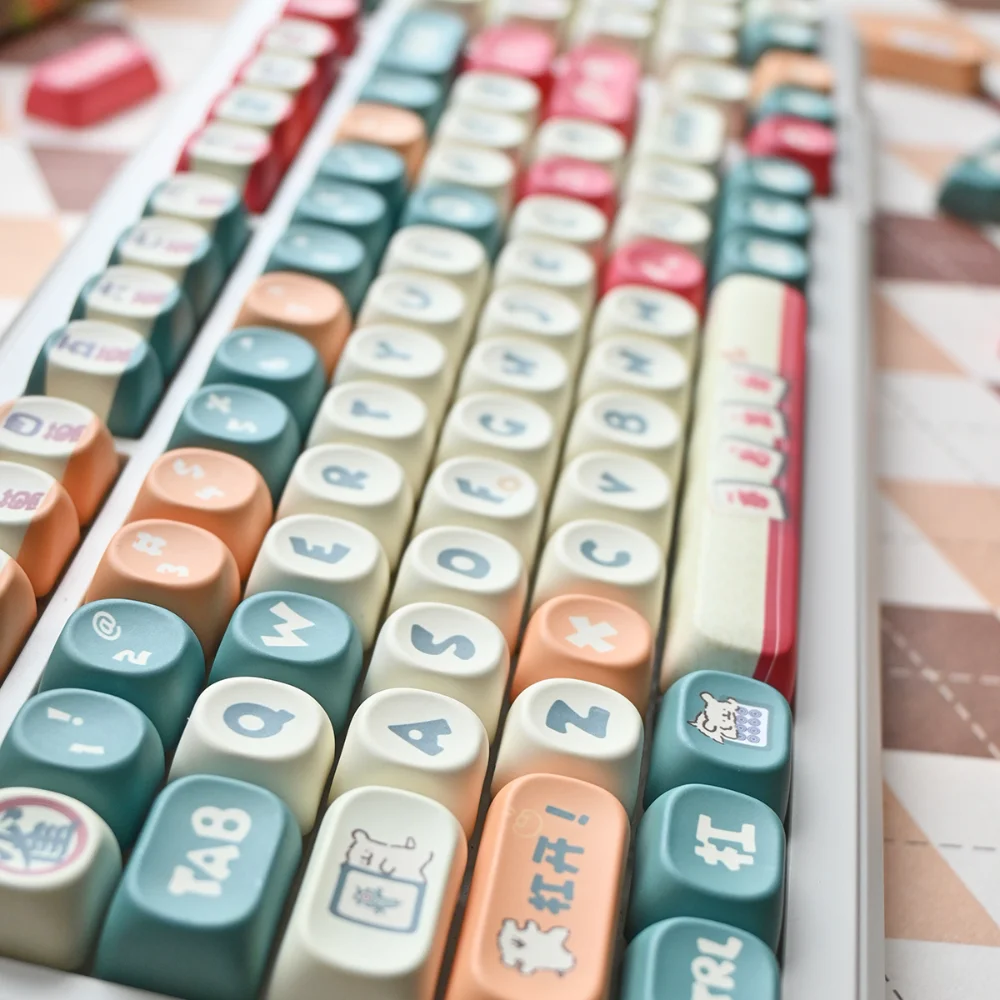 Imagem -05 - Mahjong Puppy Tema Keycaps para Teclado Mecânico Sublimação Bonito Pbt Keycap Perfil Moa 64 75 87 98 104 108