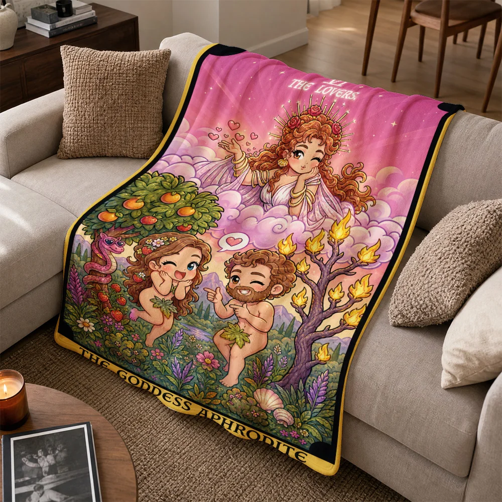 Bohemian Goddess Art Print Throw Blanket for Sofa Couch Decorative Throw Tapestry Romantic Boho Love Luxury Home Decor Gift