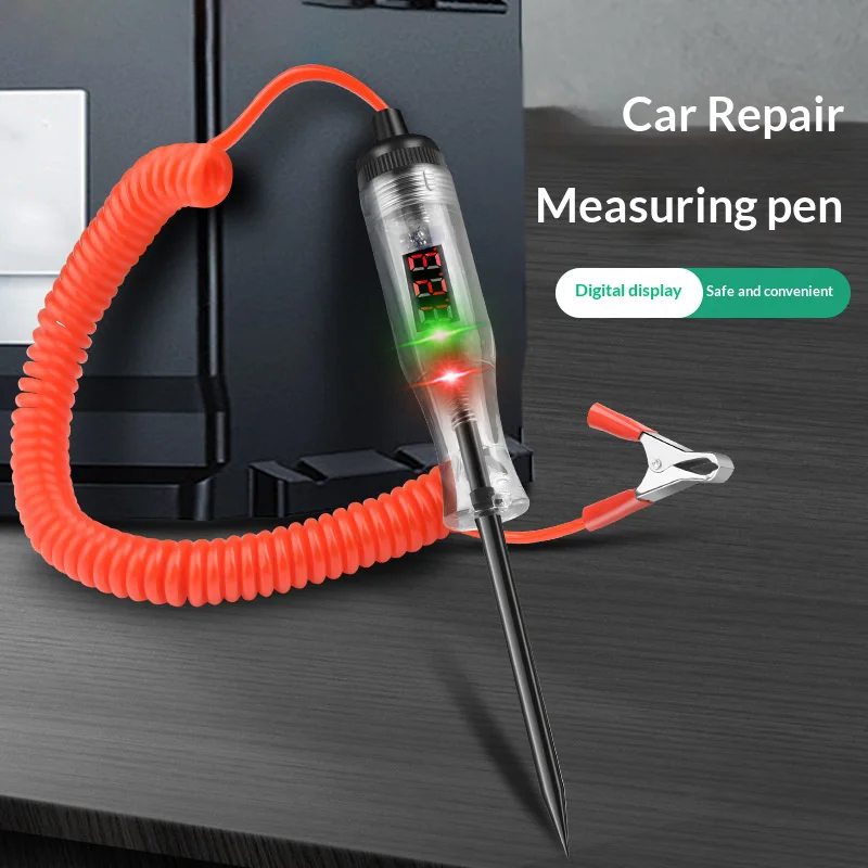 

6 В 12 В 24 В автомобильный диагностический тестер для ремонта цепей, профессиональный автомобильный ремонт грузовиков, цифровой дисплей, длинный зонд, ручка напряжения, световой инструмент