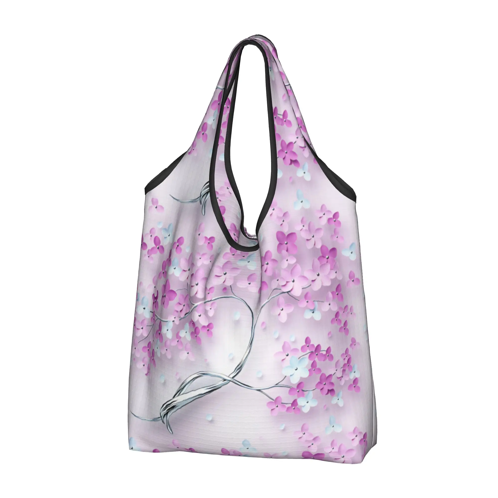 Custom Fashion Trend 3D Flowers Shopping Bags Women Portable Big Capacity Groceries Luxury High 3D Floral Shopper Tote Bags