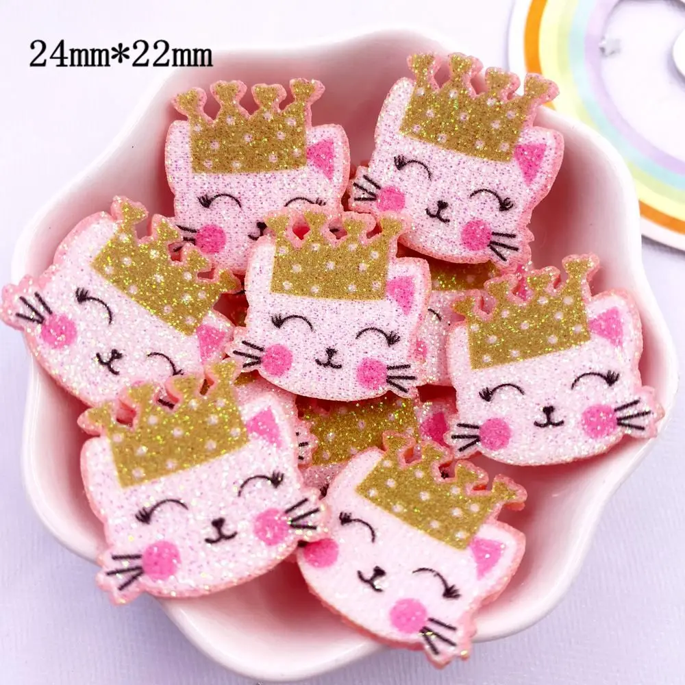 12 sztuk brokatowa tkanina filcowa włókniny kolorowe Kawaii korona kot jednorożec aplikacja DIY naszywki do szycia Decor Supplie akcesoria rzemiosło