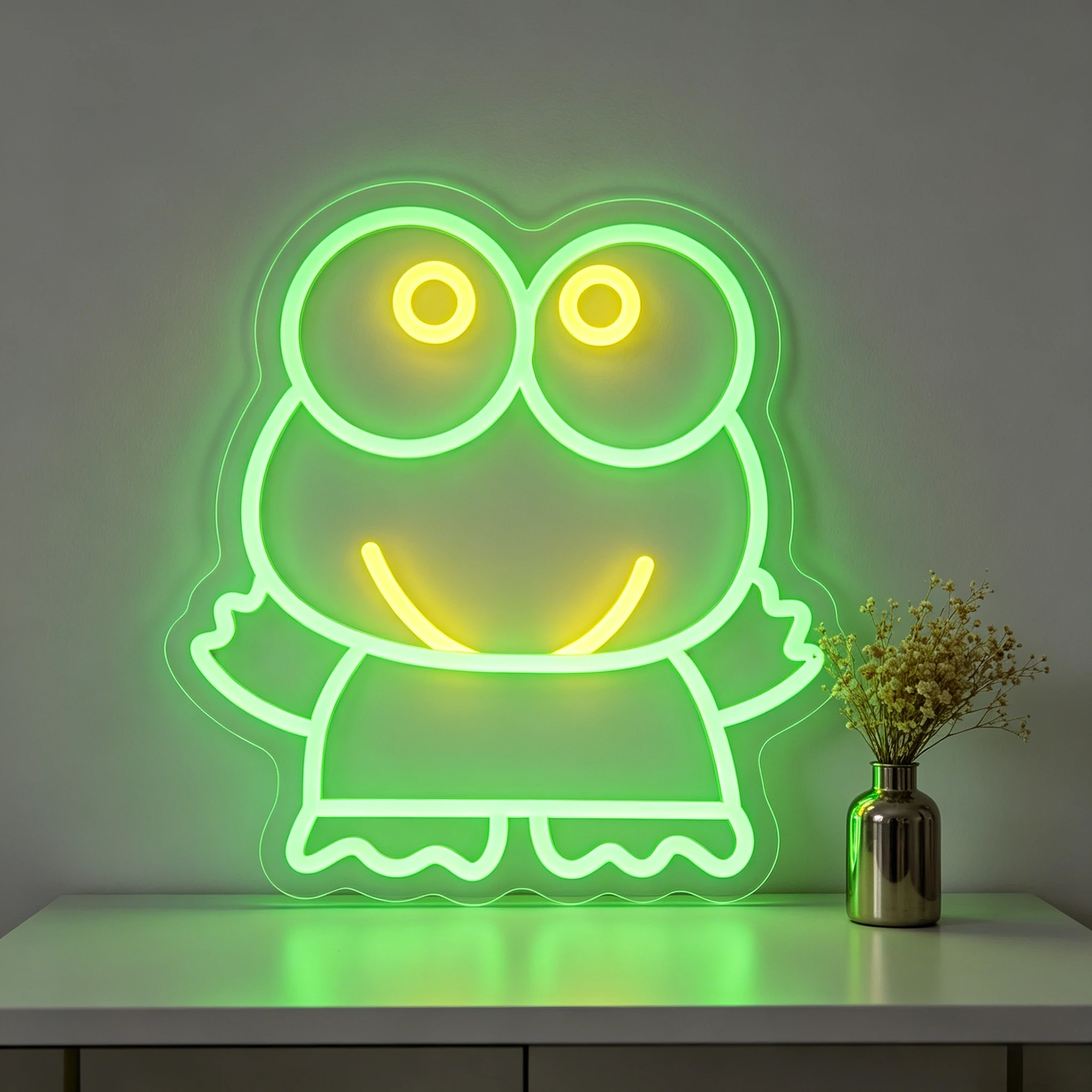 

Keroppi Frog Neon Sign LED Neon Light USB for Boys Kids Room Decor Preppy Style Desk Lamp Playroom Wall Art Cartoon Theme Gift