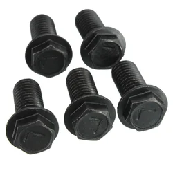 M8 x 18mm 5Pcs Saw Blade Bolt Screw Left Hand Thread Black Metal Hex Head Flange Tool Parts