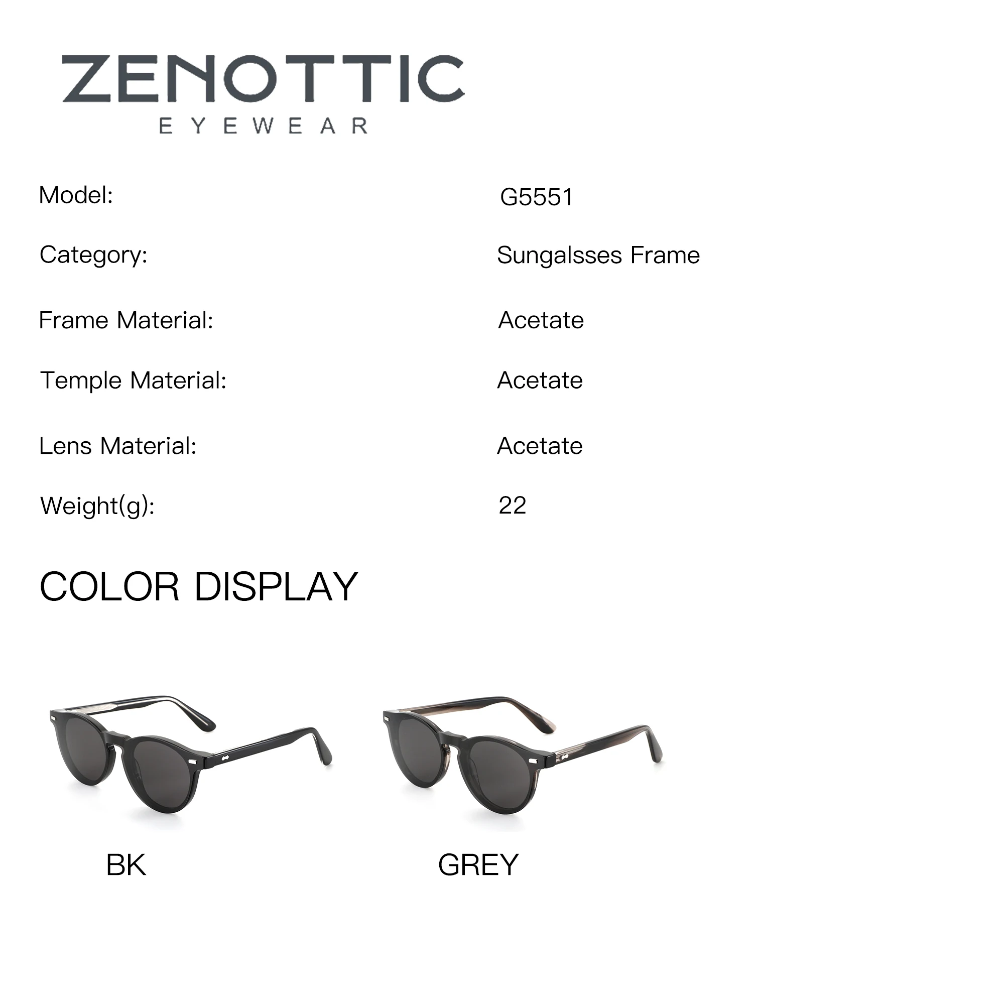 ZENOTTIC Round Acetate Clip on Prescription Glasses For Men Progressive Anti Blue Light Graduated Eyeglasses For Myopia