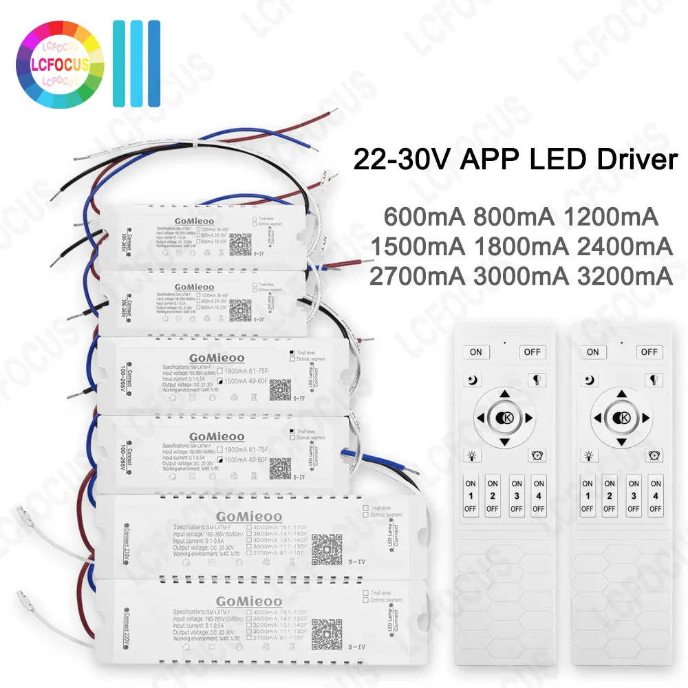 22-30V APP LED Driver GM-LXTM 2 Color Intelligent Power Supply 600mA 1200mA 1500mA 1800mA 2400mA 2700mA 3000mA For Ceiling Lamp