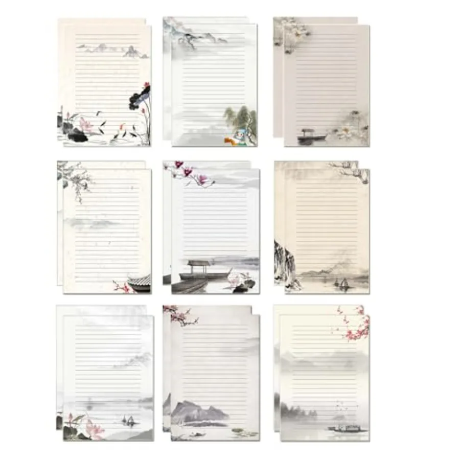 50 Writing Stationery Paper, Lined Stationery Paper for Writing Letter, Vintage Letter Paper with Lines, 100 GSM, A4 Size, 10 U