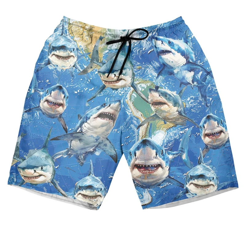 

Fashion Shark Pattern Beach Shorts For Men 3d Printing Animal Drawstring Short Pants Spring Summer Quick Dry Swimming Trunks