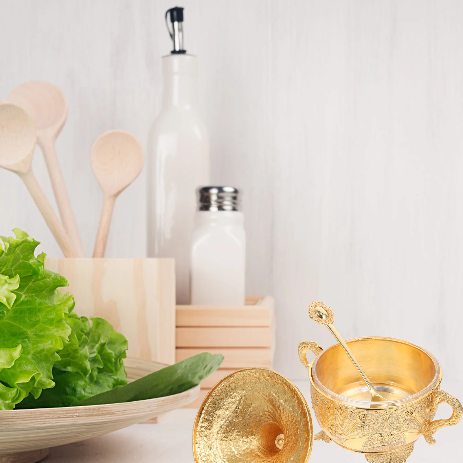 

1Pcs Zinc Alloy Seasoning Container Strong Carved Storage Jar for Salt Sugar Seasoning Jar