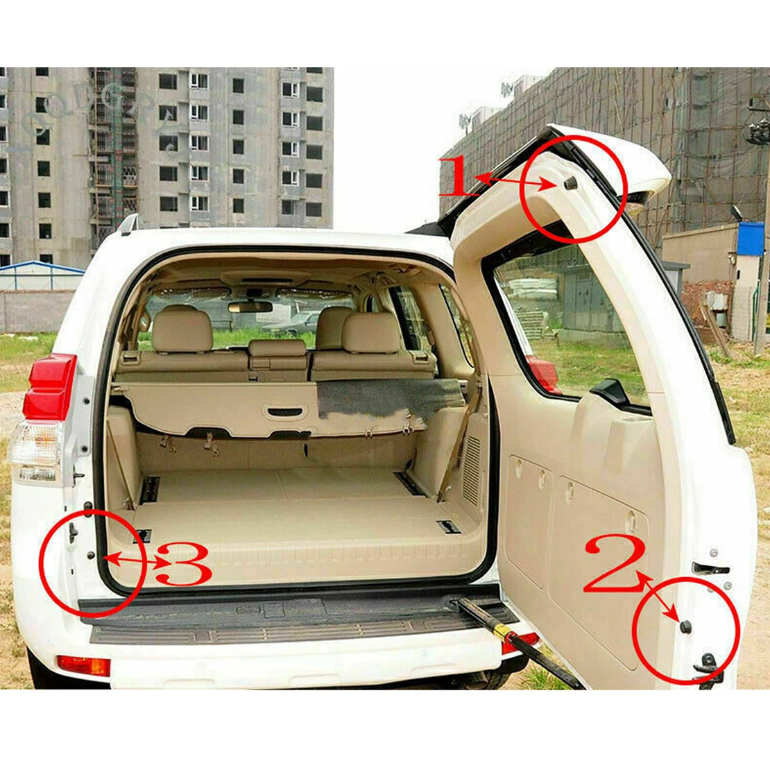 DWCX 3Pcs Rear Trunk Tailgate Cushioning Granular Rubber Pad Fit for Toyota Prado 150 2010 2011 2012 2013 2014 2015 2016-2021