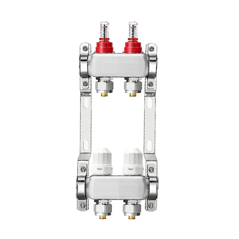 Stainless Steel S304 Underfloor Heating Manifold Kit, with Flow Meter & Thermostatic Screw, G1" Main Pipe Thread