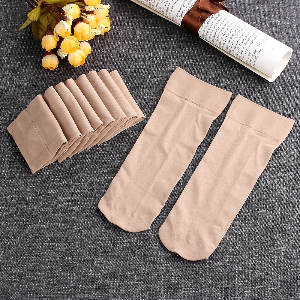 1/5/10 Pairs Fashion Autumn Winter Warm Socks Ladies Girls Solid Color Thick Silk Wide Mouth Nylon Ankle Socks Women Men