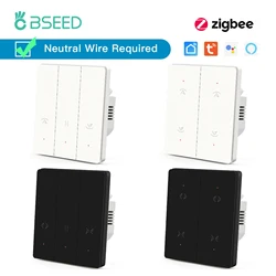 BSEED Mechanical Zigbee Shutter Switches Smart Curtain Switches Smart Life APP Google Alexa Neutral Automatic Rebound Roller