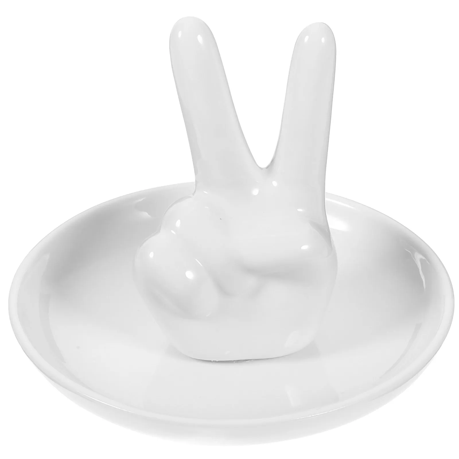

Gesture Jewelry Tray Ceramic Craft Ring Holder for Necklace Organizer Decorative Small Dish Key Storage Plate Desktop Adorn