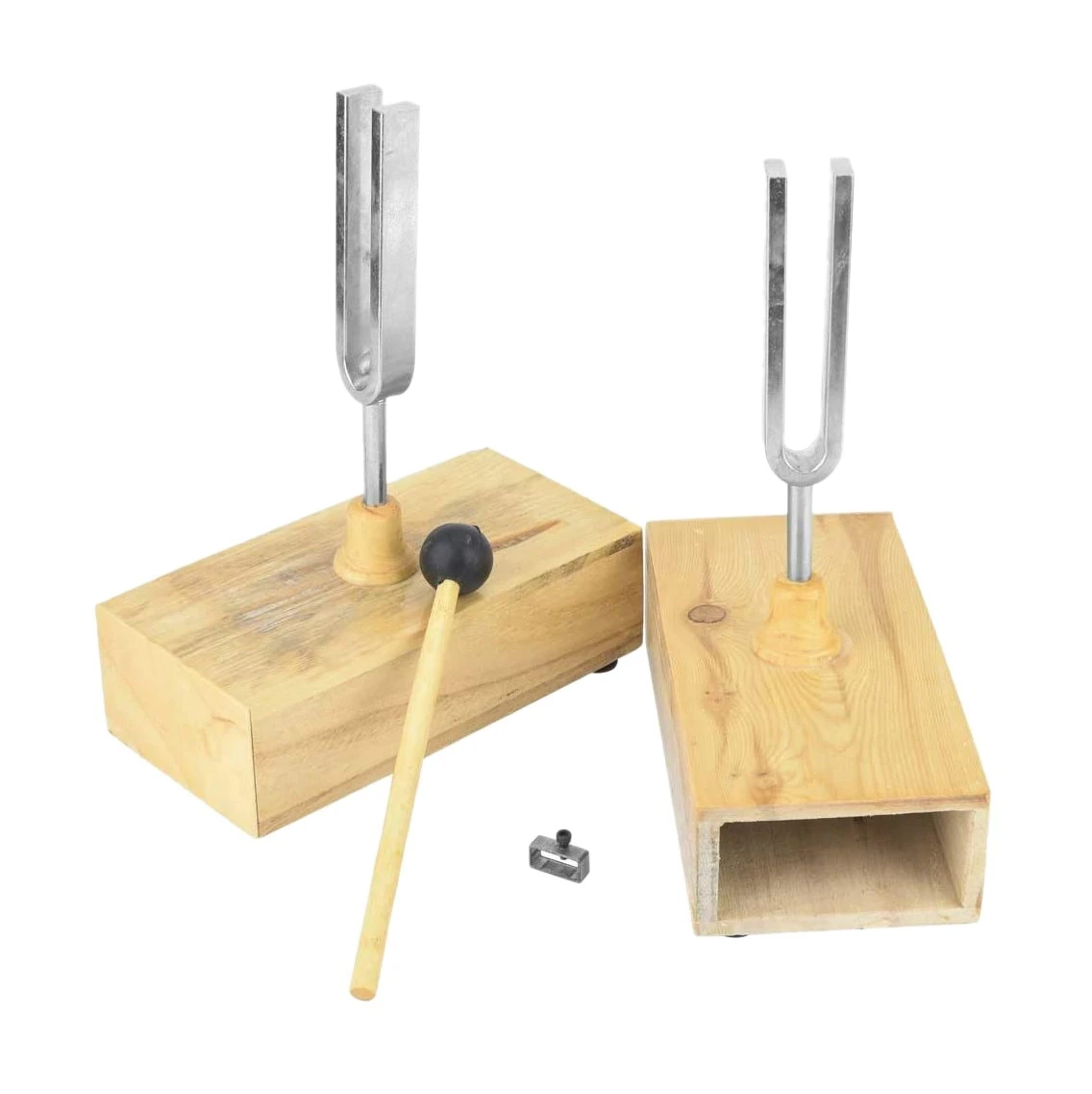 

2 Pcs Tuning Fork with Wood Resonator Box, 440HZ Virbration Experimental Instrument with 1 Pcs Tuning Fork Knocker