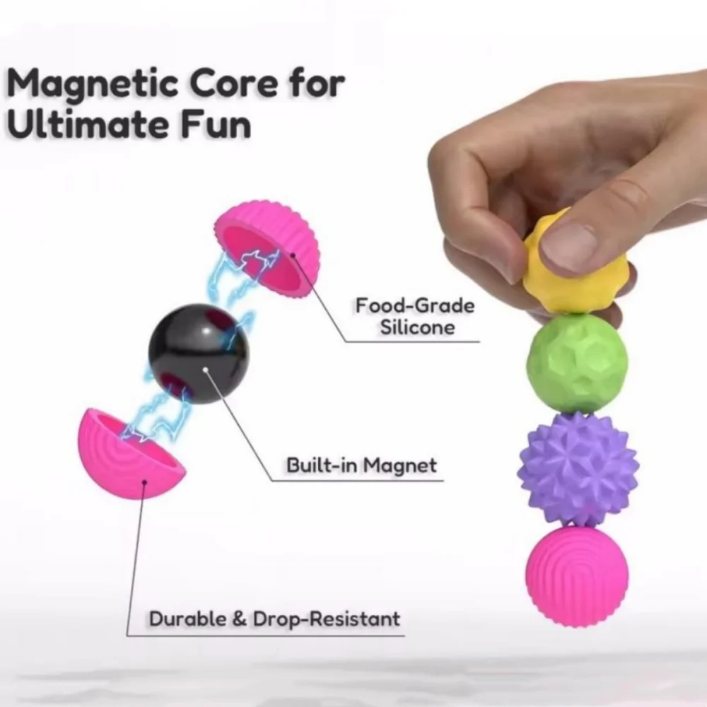 4 Stuks Siliconen Magnetische Zintuiglijke Ballen Speelgoed Zorgen Ballen Autisme Kalmerende Fidgeting Speelgoed Kid Volwassenen Angst Relief Stress Zintuiglijke Speelgoed