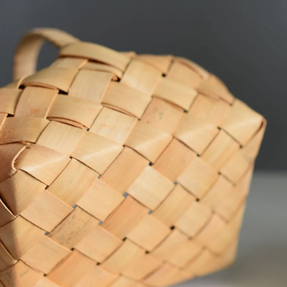 A010 المنسوجة يدويا الخبز الفاكهة سلة التخزين رقاقة الخشب المنسوجة صندوق تخزين صينية الطعام اليابانية مع ديكور المنزل المحمولة