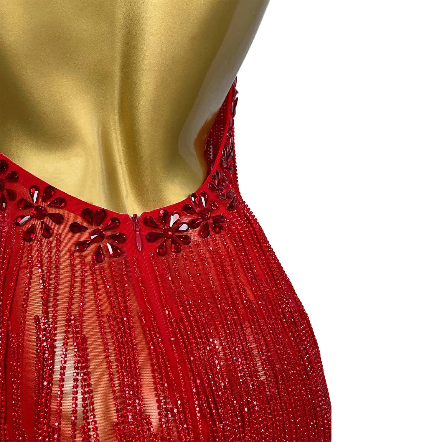 Vestidos de baile sexy para mulheres, vestido curto sem encosto para comemoração de aniversário, strass vermelho cintilante corrente, cantora e desfile, tiaogao