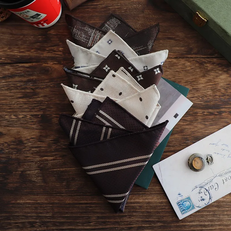 Vintage‑design Korean‑style Pocket Square, Elegant Suit Handkerchief In Coffee Beige And Orange Tones Fashion Pocket Accessory