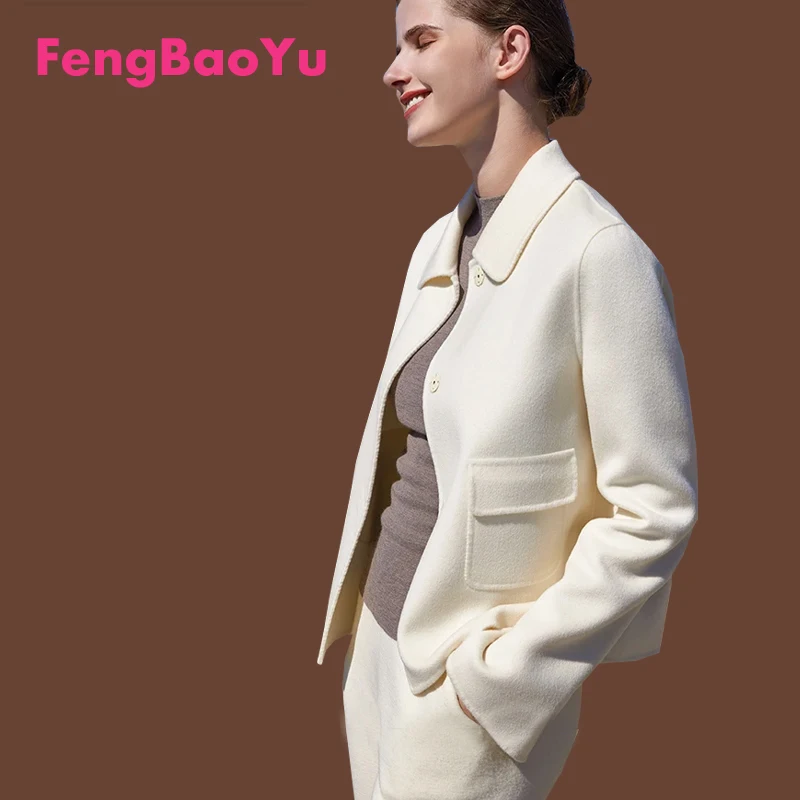 

Fengbaoyu High-end European Fashion Camel Double-sided Cashmere Coat Women's Short Woolen Coat Autumn and Winter Youth Trend