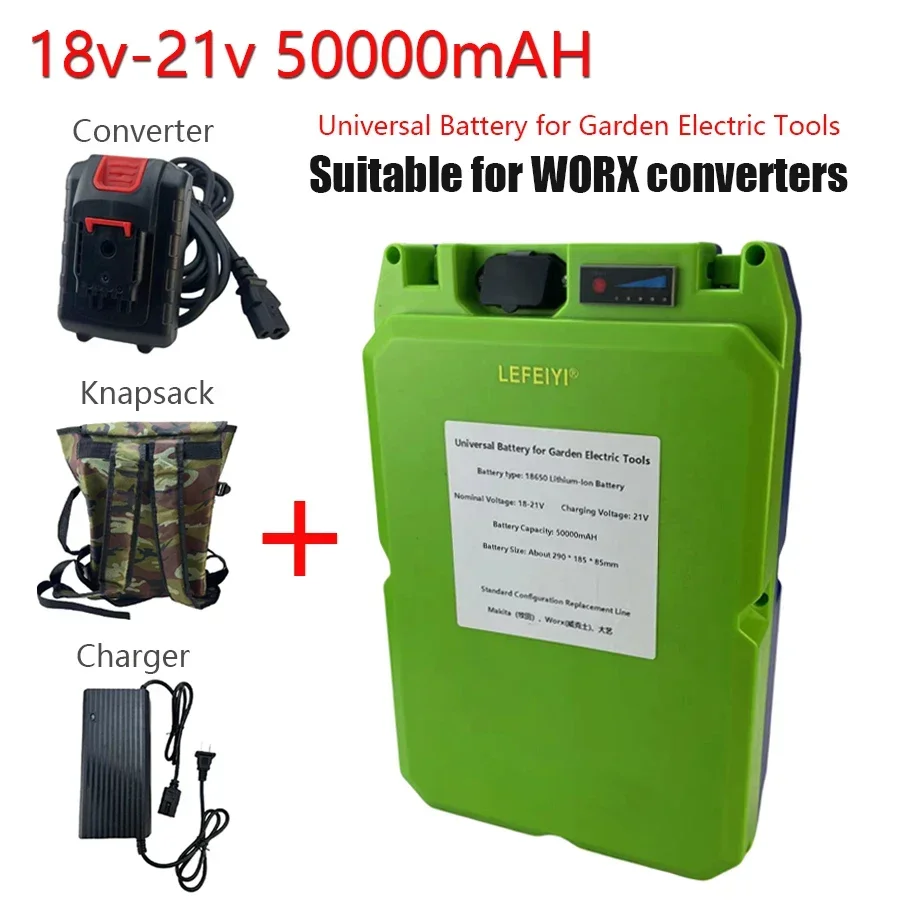 18V~21V 50000mAH 18650 Lithium Battery Pack Is Applicable To Makita/worx/Dayi Electric Lawn Mower, Hedge Machine, Tea Picker Etc