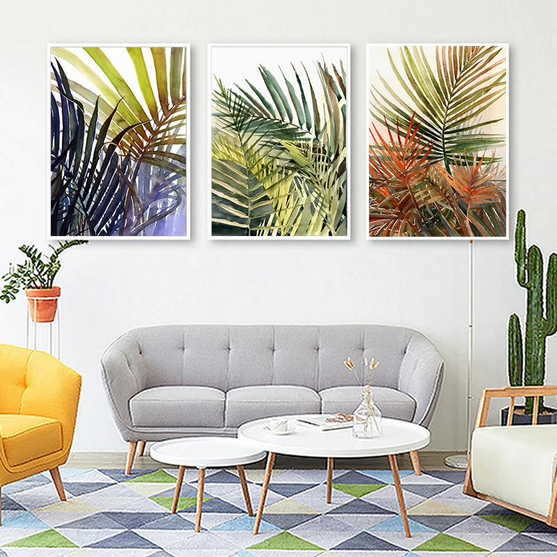 

3pcs Abstract Canvas Poster Pictures Nordic Plant Leaves Modern Living Room Dining Room Office Interior Home Decoration Painting