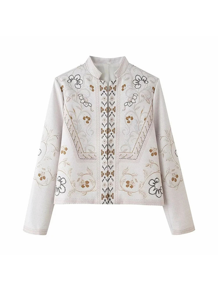 Women Fall Clothes For Women Napoleon Jacket Coat Double Row Buttons Cinched Short   Retro Metal  Lady Outerwear
