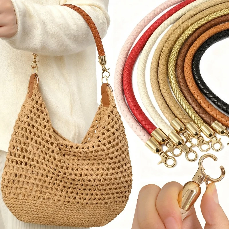 PU Leather Braided DIY Bag Strap Replacement Adjustable Handbag Belt Chain Metal Buckles Multiple Colors for Purse Accessory